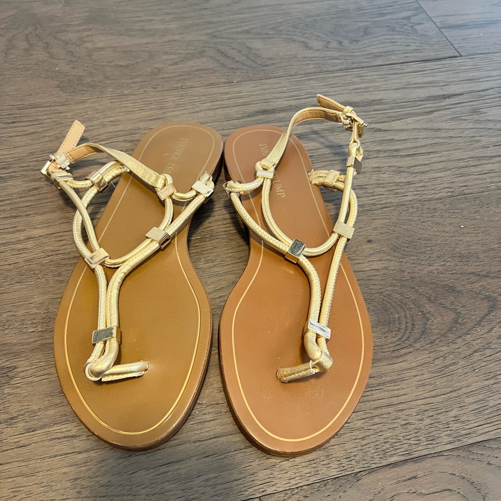 Ivanka Trump Gold Strappy Sandals